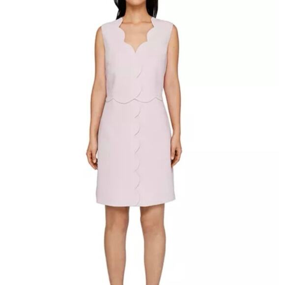 Ted Baker Rubeyed Scallop Edge Dress Pink Sleeveless Sheath Women’s Size 0 - Picture 2 of 8